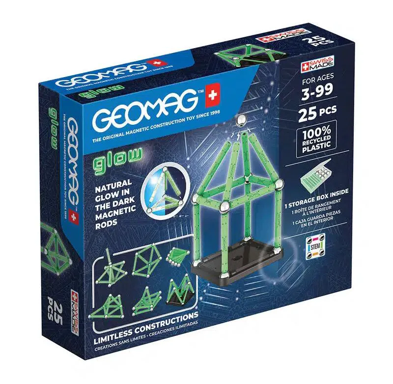 Σετ μαγνητικό παιχνίδι Geomag Glow Green 25 (τμχ.)
