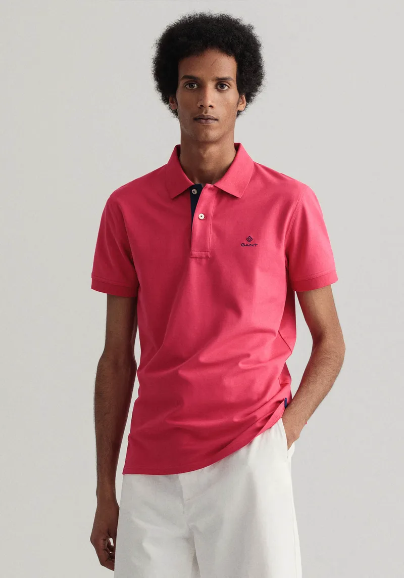 Gant Piqué Polo Μπλούζα της σειράς Contrast Collar - 2052003 666 Sunset Ροζ