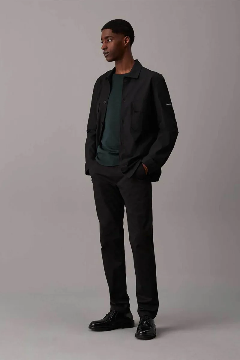 Calvin Klein ανδρικό παντελόνι chino stretch σατέν Slim Fit - K10K113429 Μαύρο