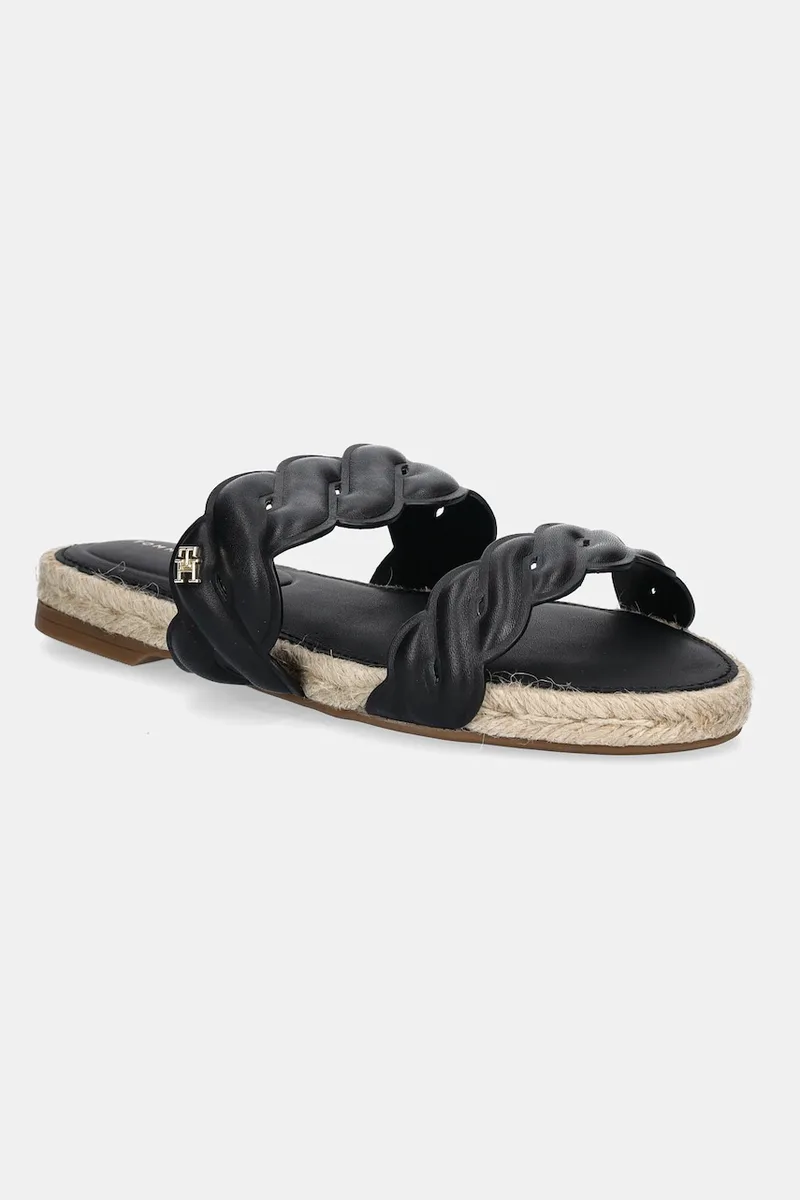 Δερμάτινες παντόφλες Tommy Hilfiger LEATHER ROPE ESPADRILLE MULE