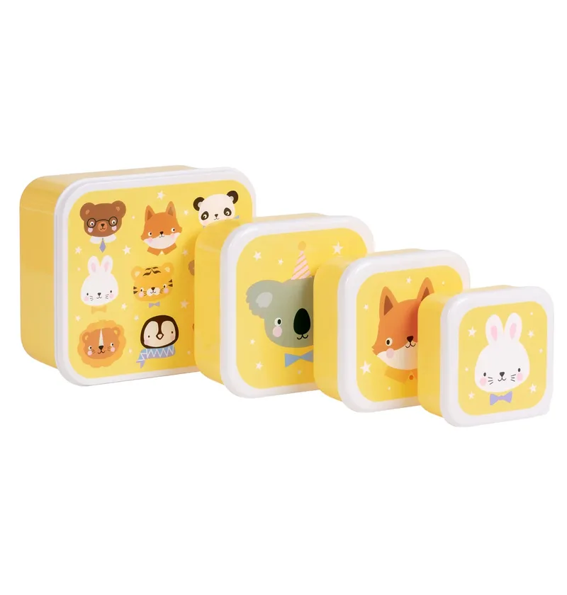 A little lovely company: Σετ 4 δοχεία φαγητού Lunch &amp; Snack Box -Animal Friends
