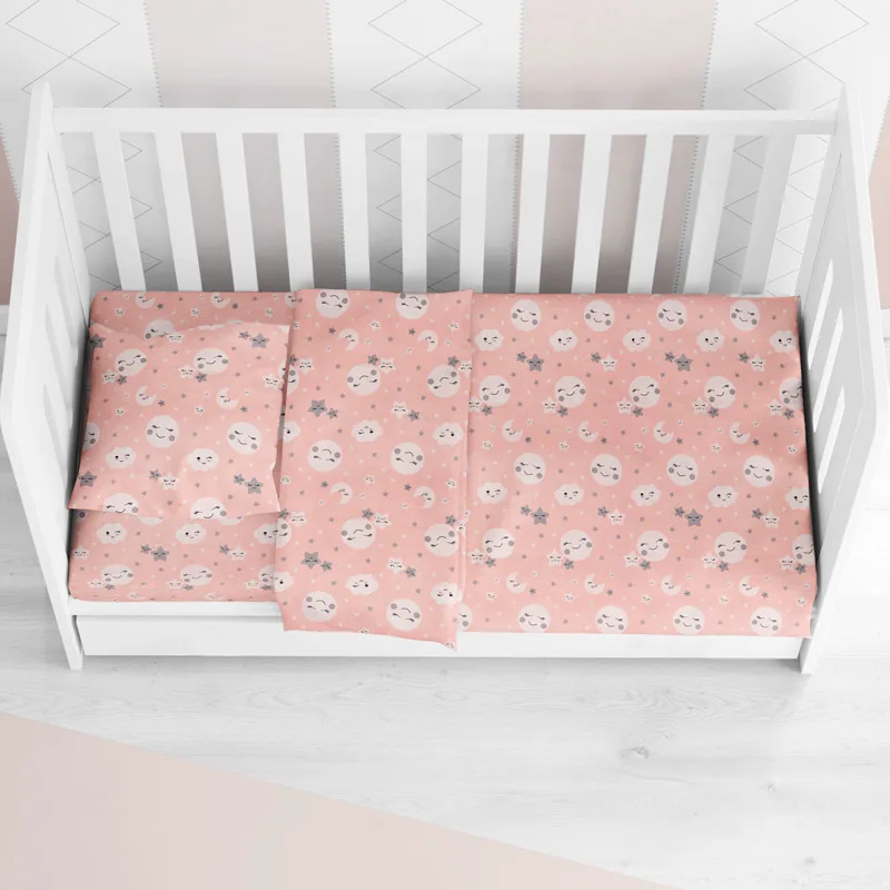 Σεντόνια Κούνιας Σετ Dimcol Smile 82 Coral 120x160