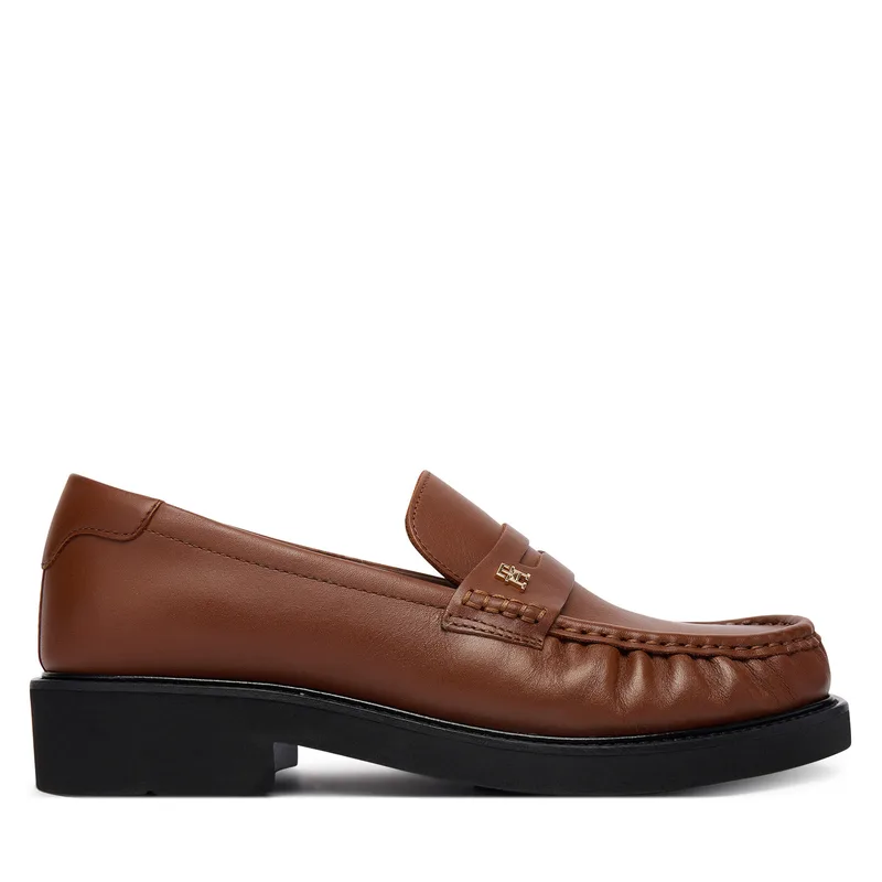 Μοκασίνια Tommy Hilfiger Th Square Toe Leather Loafer FW0FW08977 Καφέ