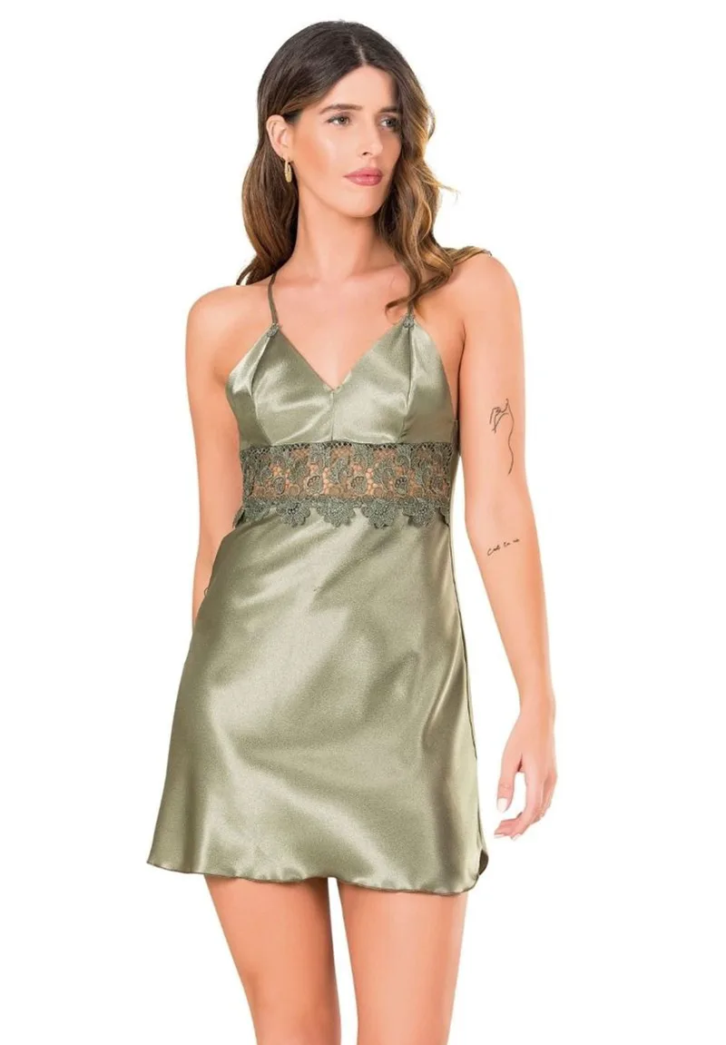Babydoll Νυχτικό σατέν Olive MG210