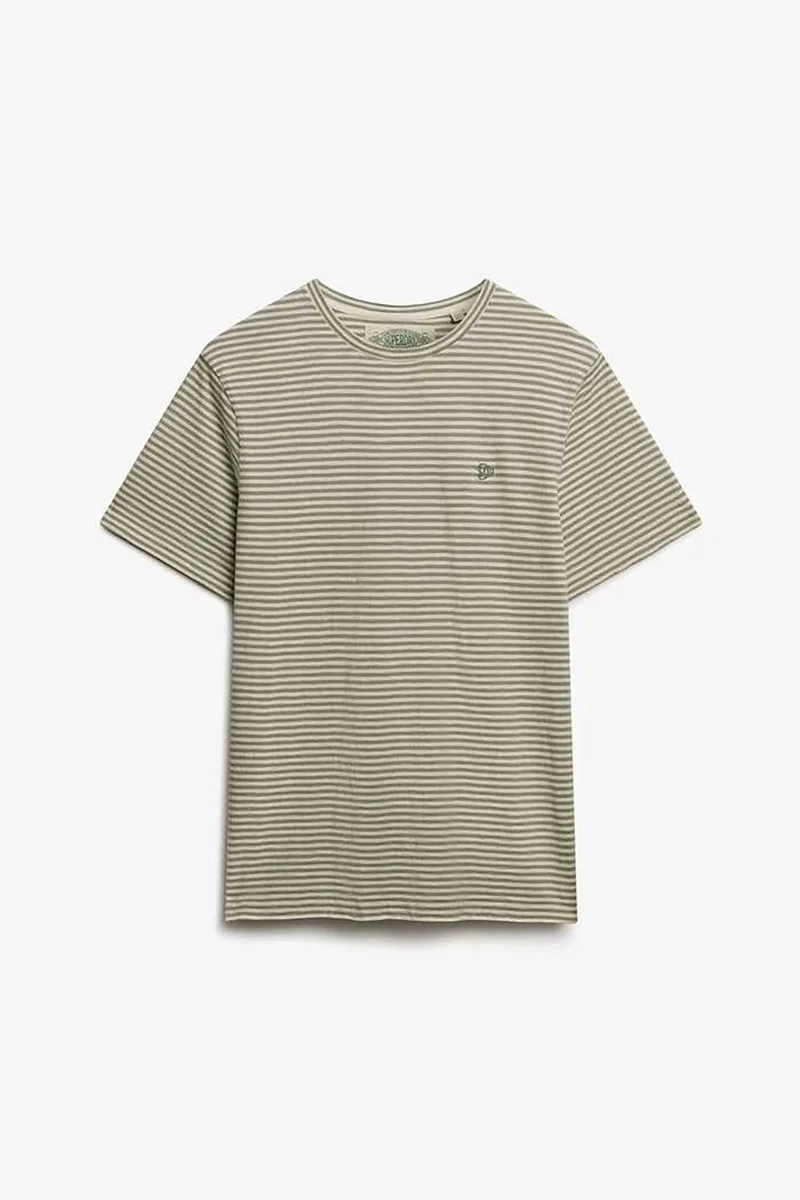 Superdry ανδρικό T-shirt με ριγέ σχέδιο και κεντημένο λογότυπο Relaxed Fit "Classic Essential" - M1012346A Λαδί
