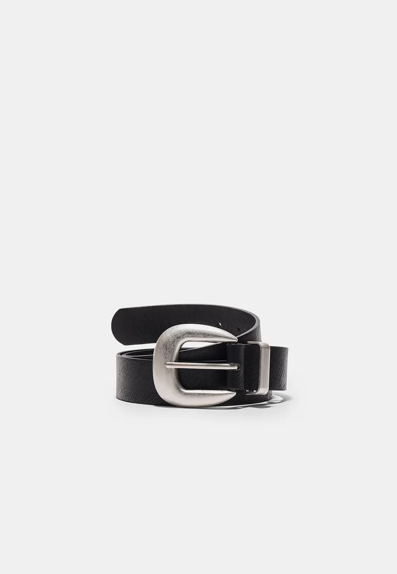 Stradivarius Βασική Ζώνη Με Ματ Αγκράφα Μαύρο 80