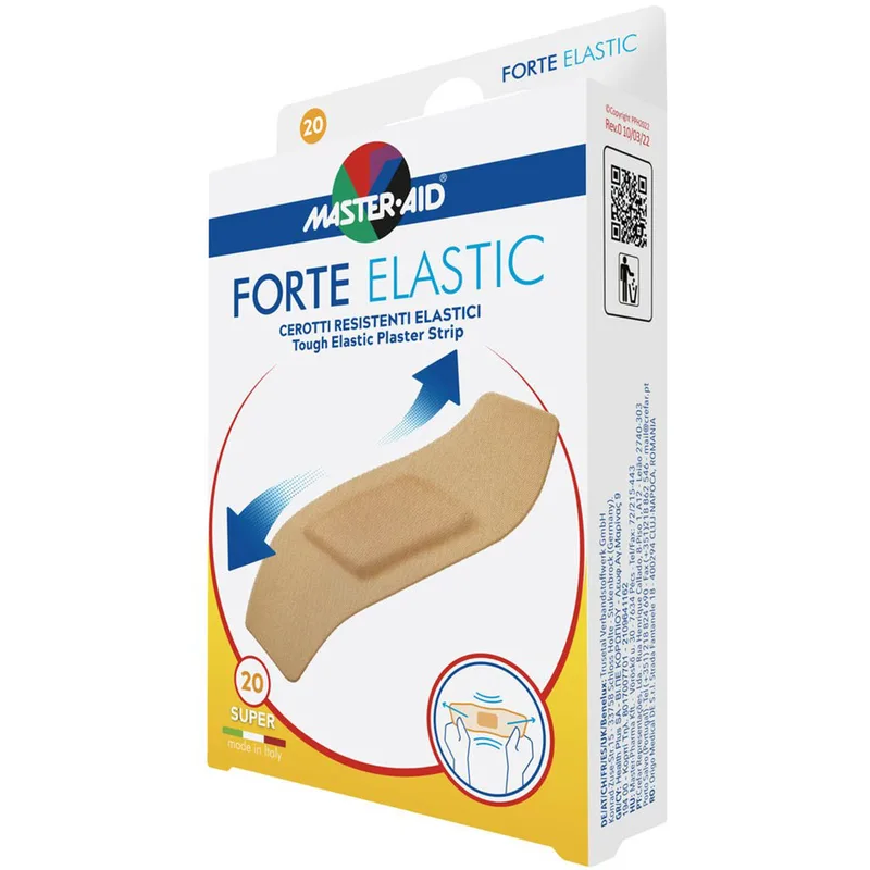 Master Aid Forte Elastic Tough Elastic Plaster Strip 86x39mm Μπεζ Ελαστικά Αυτοκόλλητα Επιθέματα για Προστασία από Τραυματισμούς 20 Τεμάχια