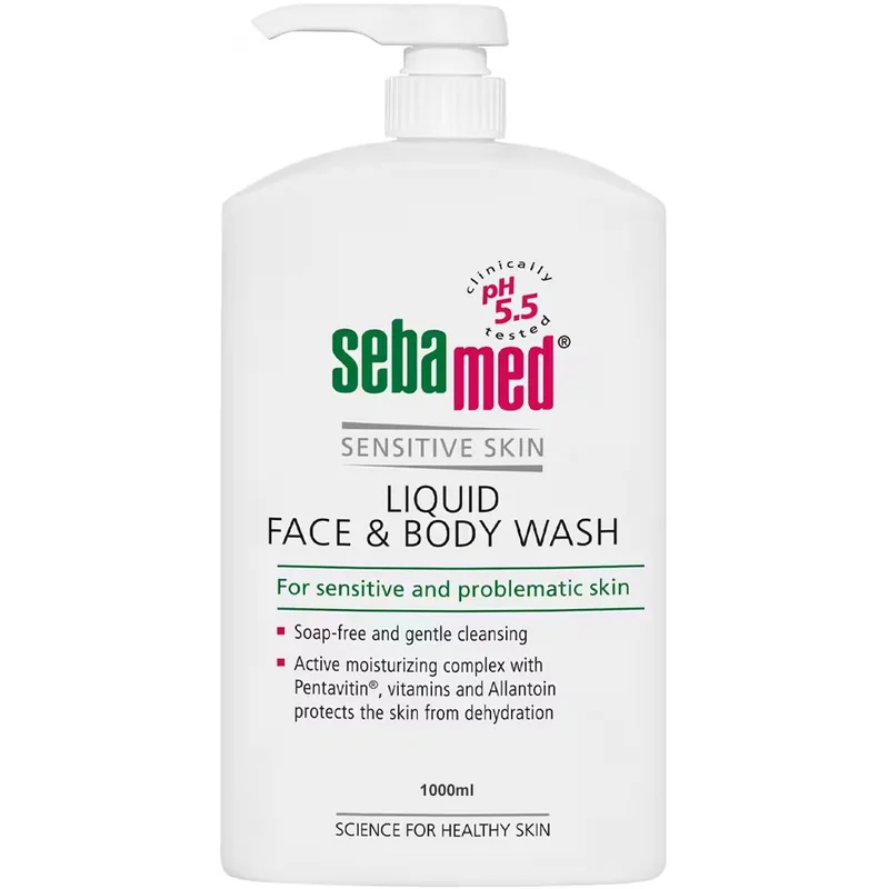 Sebamed Liquid Face & Body Wash Ήπιο καθαριστικό Προσώπου Σώματος για Ευαίσθητη & Προβληματική Επιδερμίδα με Αντλία - 1000ml