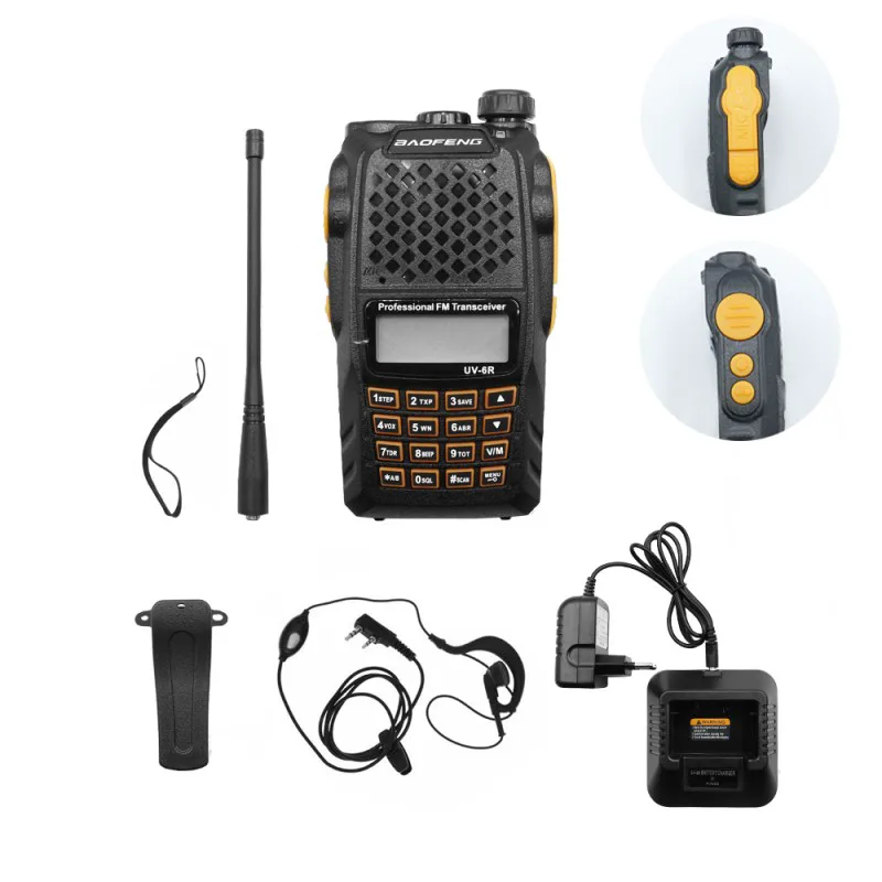 Ασύρματος Φορητός Πομποδέκτης VHF - UHF 7W 1 τμχ BAOFENG BF-UV6R Μαύρο