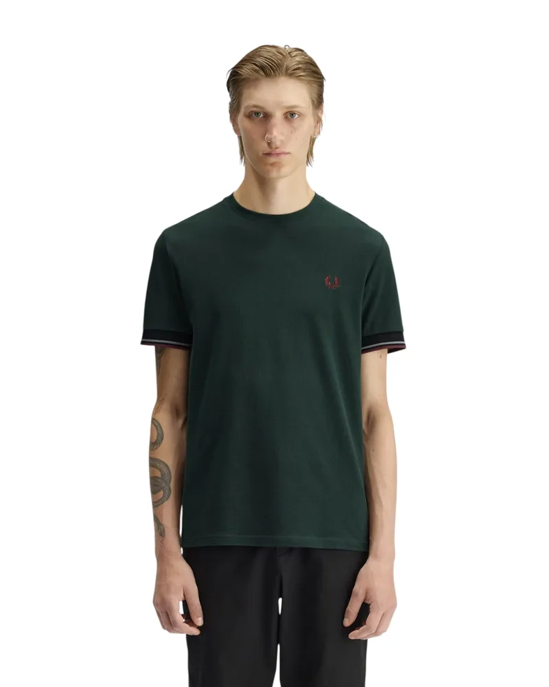 Fred Perry Ανδρικό T-shirt Twin Tipped Cuff T-Shirt M2396-30A Πράσινο