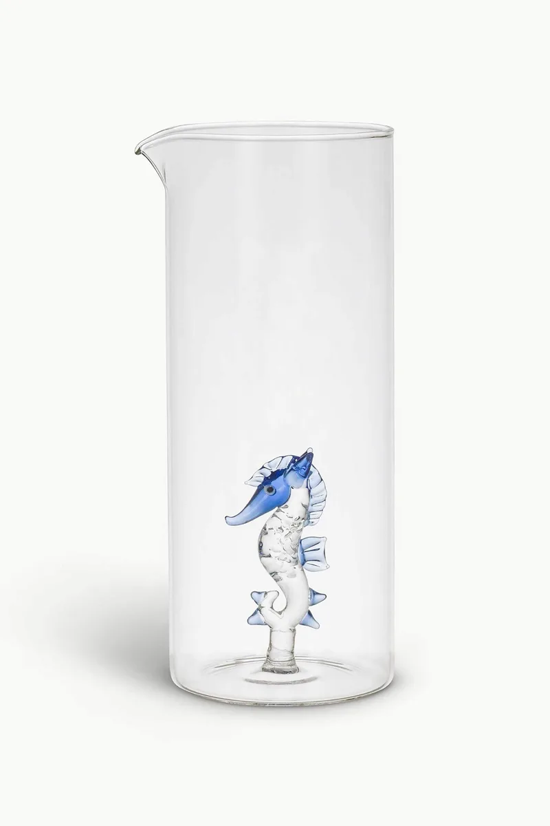 Coincasa γυάλινη κανάτα με σχέδιο ιππόκαμπο 22 x 9 cm - 006813433 Διάφανο