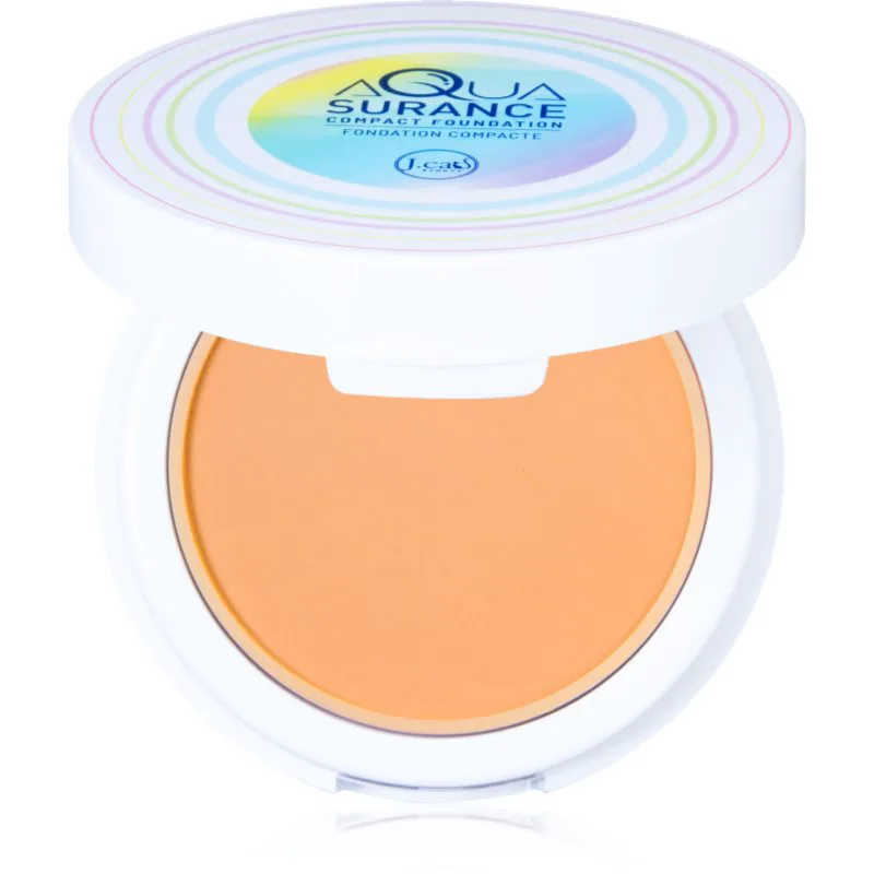 J.Cat Beauty Aquasurance συμπαγής πούδρα μεικ απ για μεσαία έως πλήρη κάλυψη απόχρωση 102A Light Μπεζ 9 γρ