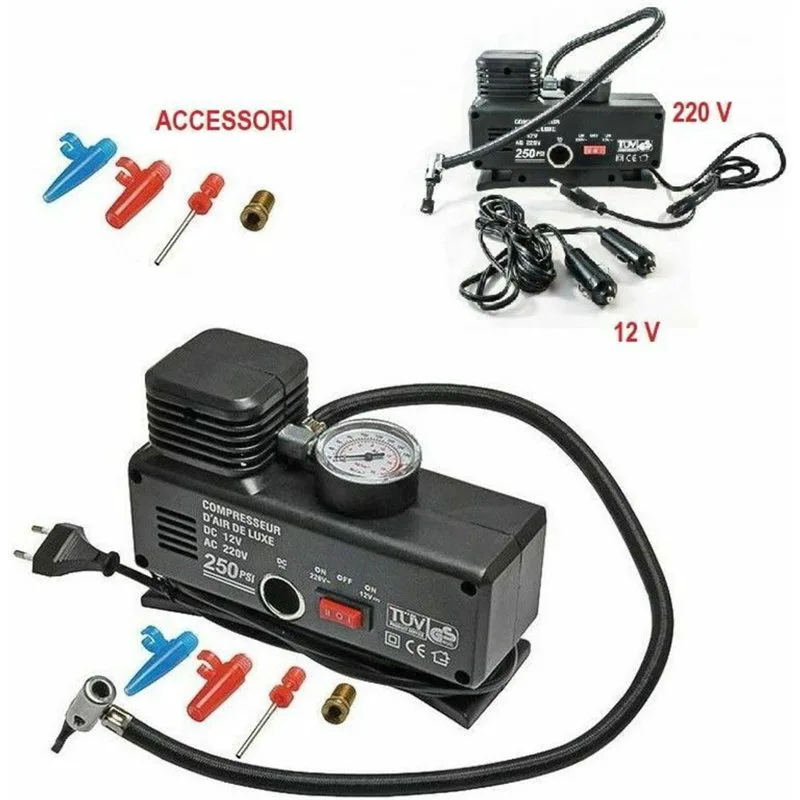 All Ride Τρόμπα Αυτοκινήτου AC/DC 250PSI με Καλώδιο Αναπτήρα 12V
