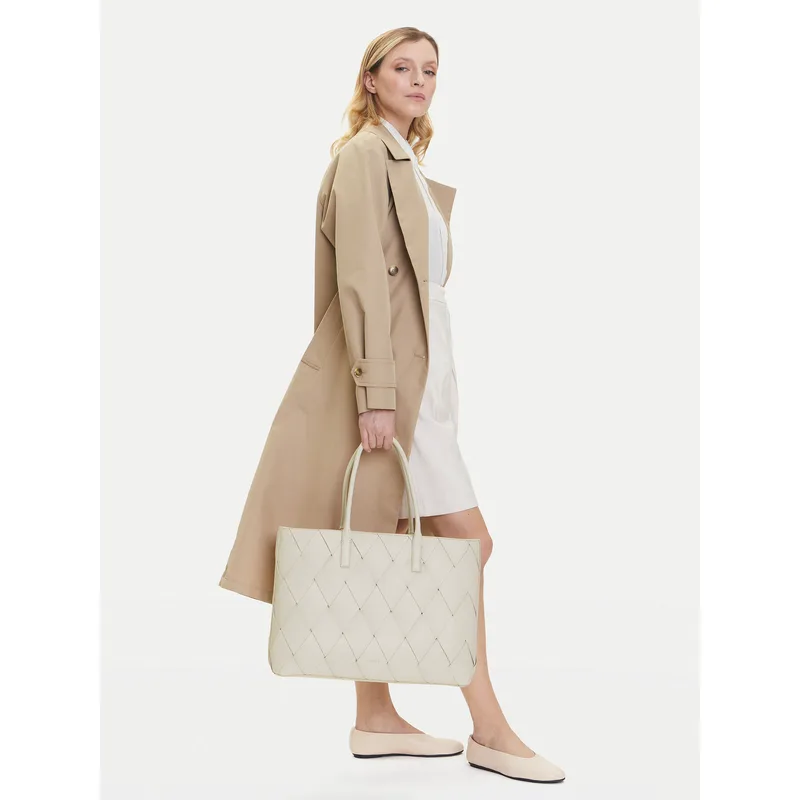Τσάντα Calvin Klein Ck Woven Medium Shopper K60K612994 Λευκό