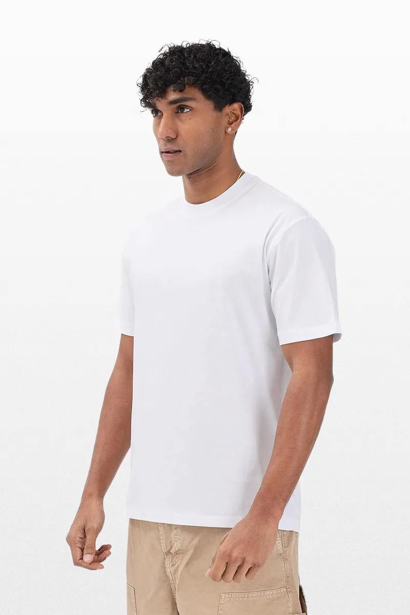 I'M BRIAN Ανδρικό Λευκό Mercerized Cotton Crew Neck T-Shirt