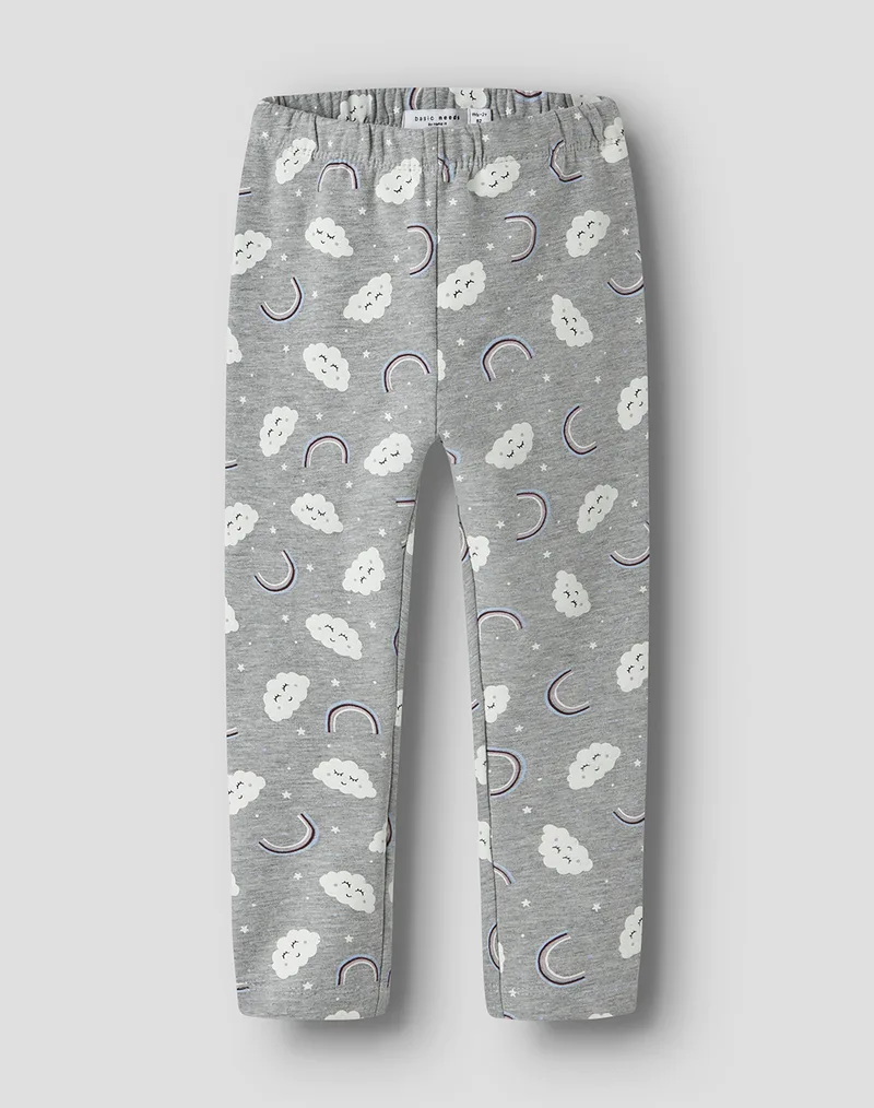 NAME IT NMFDAVINA AOP SWE LEGGING BRU 13234445-Grey Melange RainbowClouds Gray