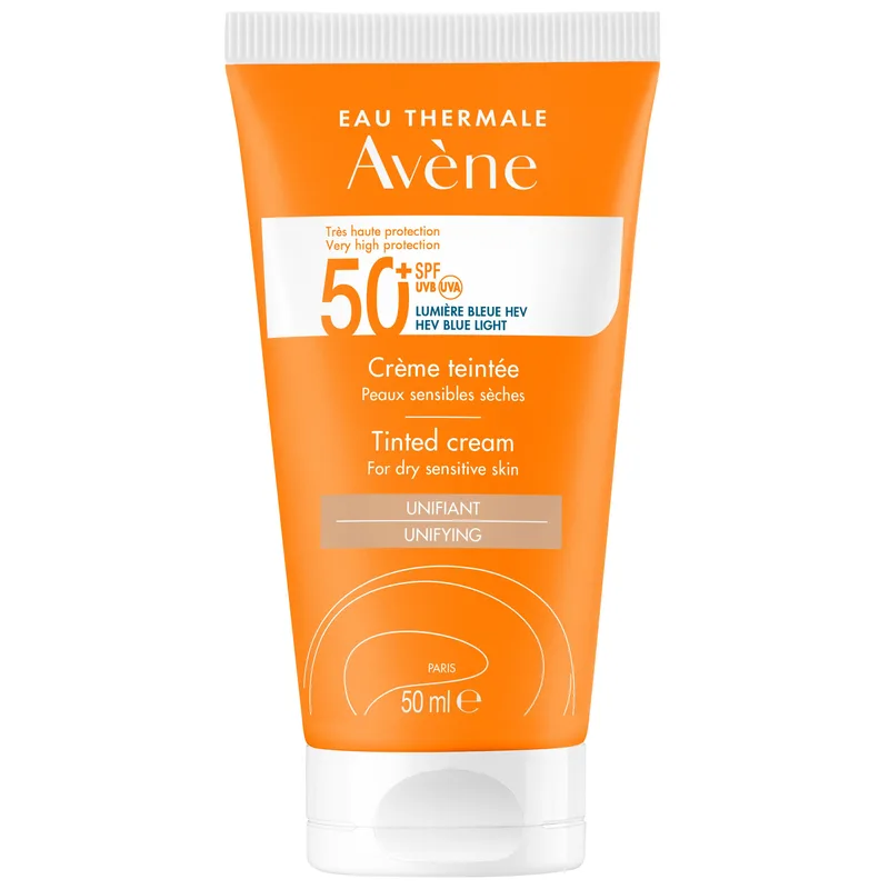 Avene Cream Solaire Tinted Spf50+ Αντηλιακή Κρέμα Προσώπου Λαιμού με Χρώμα Πολύ Υψηλής Προστασίας, για το Ξηρό Ευαίσθητο Δέρμα 50ml