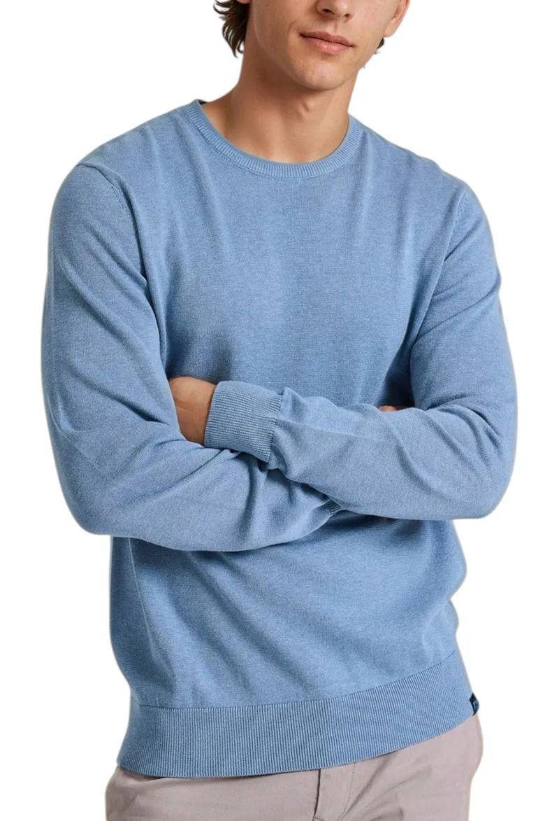 Πουλόβερ Funky Buddha Crew Neck - The Essentials FBM010-001-09-STORM BLUE MEL Ανδρικό