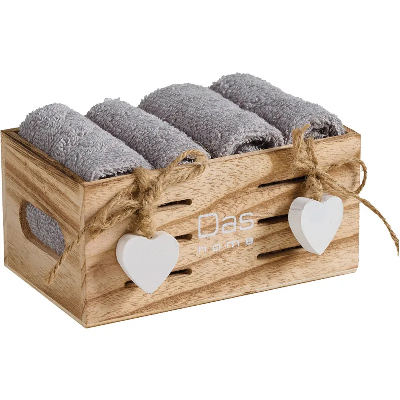 Λαβέτες Χεριών Σετ 4τμχ Das Home Soft 4005 Grey 30x30