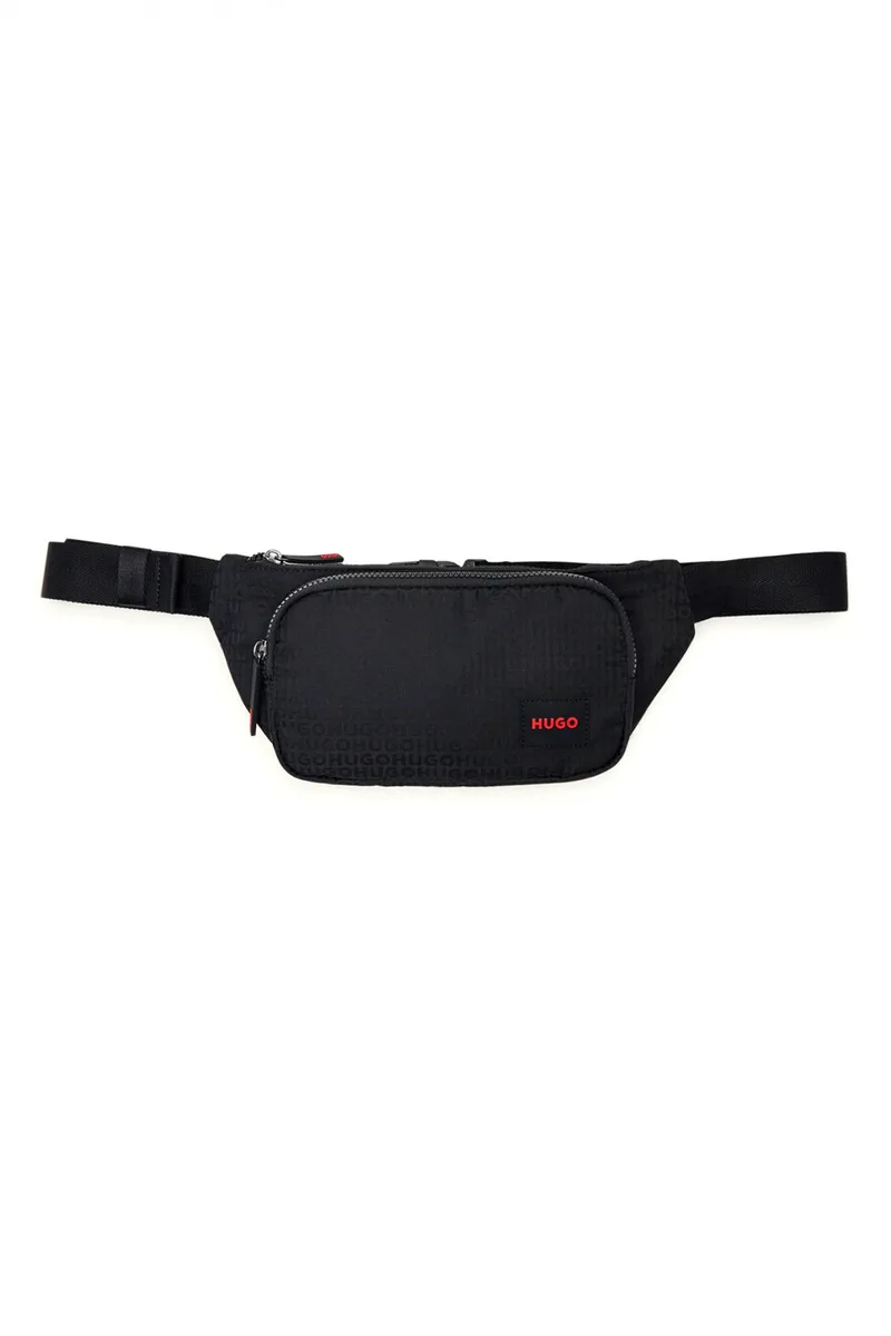 HUGO ΤΣΑΝΤΑΚΙ ΜΕΣΗΣ ETHON_JQ_NEW WAISTBA ALL OVER LOGO ΜΑΥΡΟ