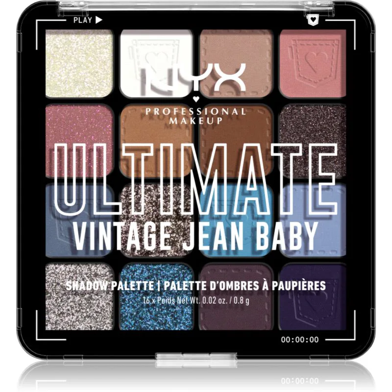 NYX Professional Makeup Ultimate Shadow Palette σκιές ματιών απόχρωση Vintage Jean Baby 16 τμχ