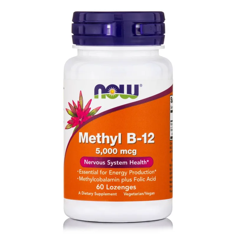 Now Foods Methyl B-12 5.000 mcg (Methylcobalamin) Συμπλήρωμα Διατροφής για την Φυσιολογική Λειτουργία του Εγκεφάλου 60 Lozenges
