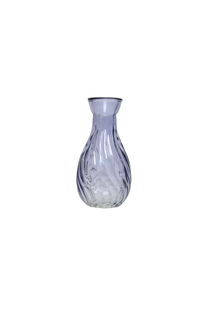 Βαζο Γυαλινο Με Αναγλυφο Σχεδιο 5.5x5.5x10cm Μπλέ Kaeming