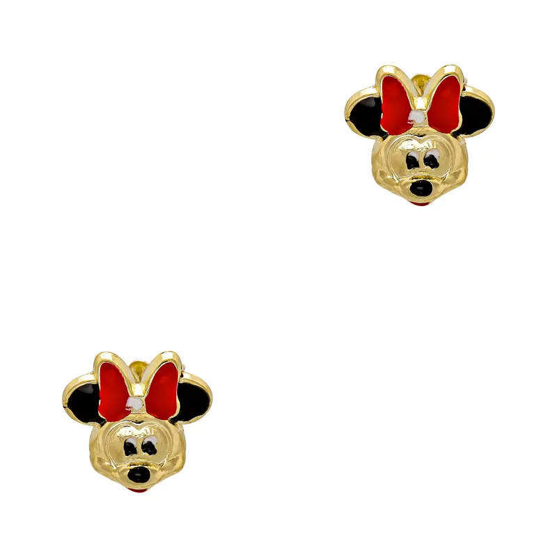 Παιδικά Σκουλαρίκια Minnie Mouse Από Κίτρινο Χρυσό 9 Καρατίων PSK549