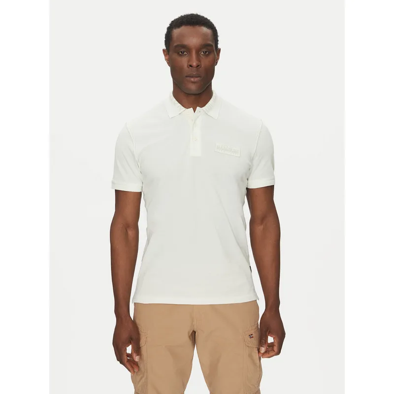 Napapijri Polo E-Amundsen NP0A4IN9 Εκρού Regular Fit