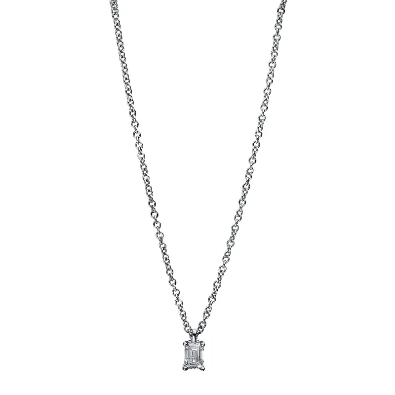 Diamond Group Κολιέ Mονόπετρο με Διαμάντι Brilliant από Λευκό Χρυσό 18 Καρατίων KL2026