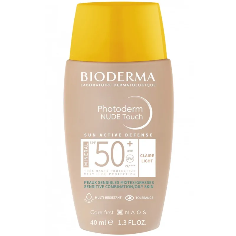 Bioderma Photoderm Nude Touch Mineral Spf50+ Αντηλιακό Προσώπου Πολύ Υψηλής Προστασίας με Χρώμα για Μικτές & Λιπαρές Επιδερμίδες 40ml - Light