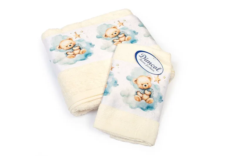 Σετ Πετσέτες 2τμχ Μπεμπέ Βαμβακερές Cute Bear 303 Ecru DimCol