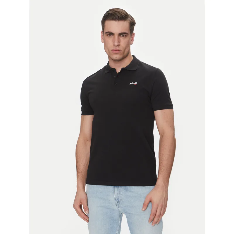 Schott NYC Polo PSCASUAL Μαύρο Regular Fit