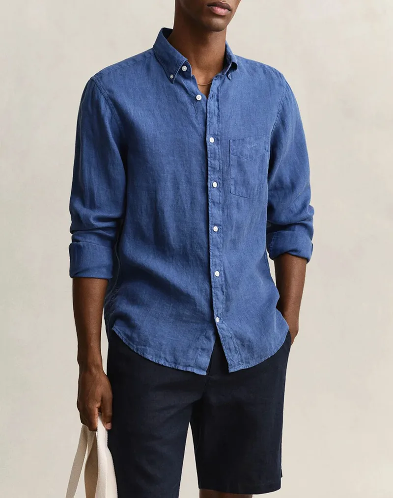 GANT ΠΟΥΚΑΜΙΣΟ ΜΜ REG GMNT DYED LINEN SHIRT 3G3240120-442 Blue