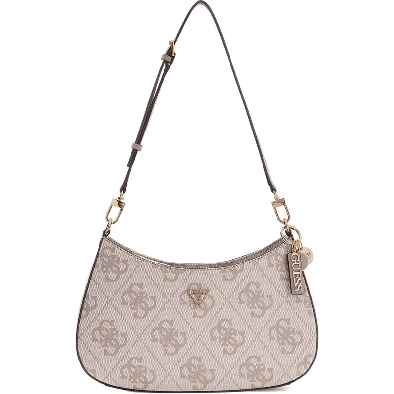 Guess μπεζ dove τσάντα ώμου Noelle Top zip wide Logo