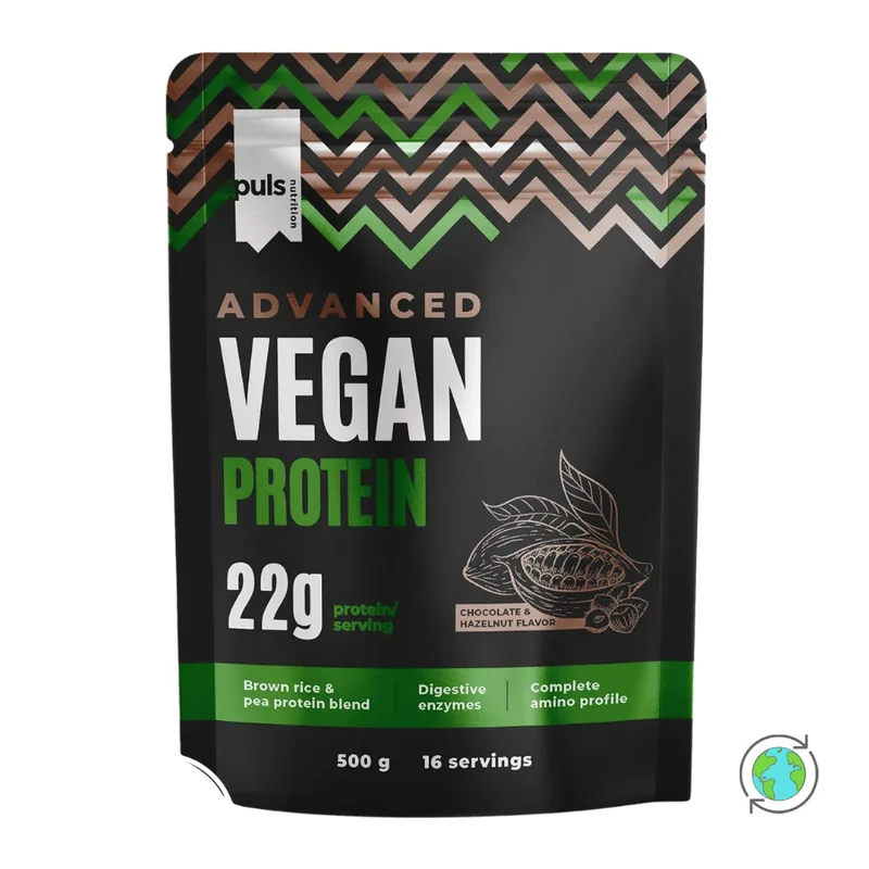 Advanced Vegan Σοκολάτα & Φουντούκι 72% Πρωτεΐνη – Puls Nutrition – 500gr Φινλανδία High Protein Low Sugars