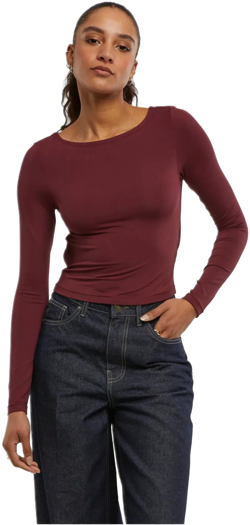 Ladies Slim Fit Longsleeve Urban Classics TB7721-01151 cherry