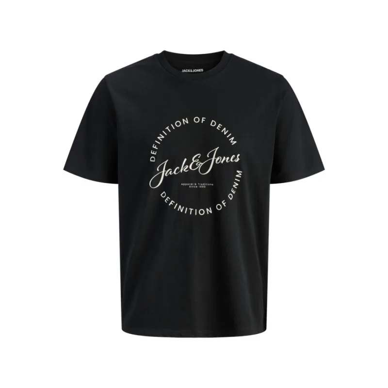 Jack & Jones "Greyson Tee"σε Plus fit γραμμή,με μεταξοτυπία - Black