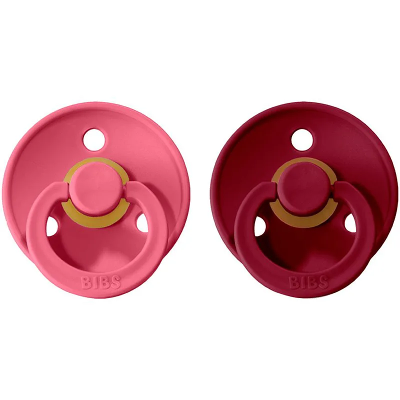 BIBS Colour Natural Rubber Size 1: 0+ months πιπίλα Coral / Ruby 2 τμχ