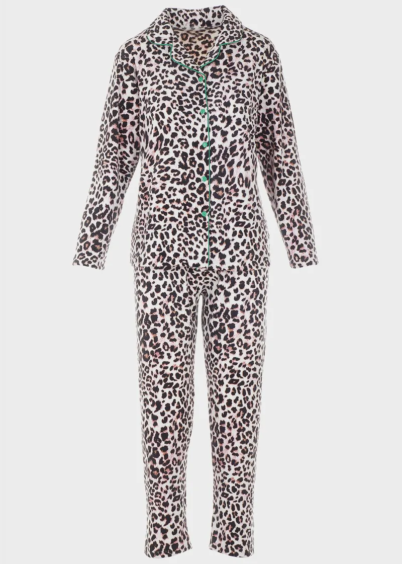 Γυναικεία πιτζάμα με κουμπιά coral fleece animal print ANIMAL