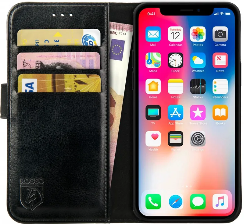 Κόκκινο Element PU Θήκη Πορτοφόλι Apple iPhone X / XS - Black (8719246121647)