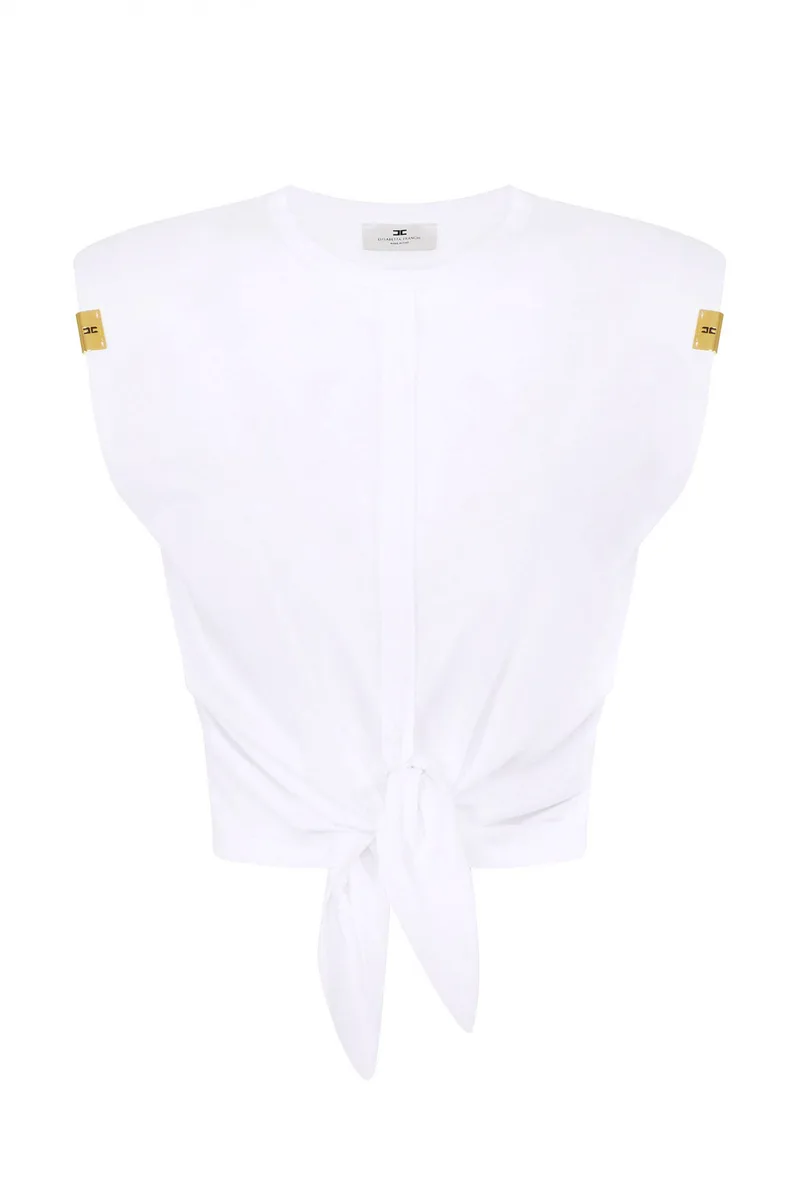 ELISABETTA FRANCHI TANK TOP ΒΑΤΕΣ ΔΕΣΙΜΟ ΚΑΤΩ ΛΕΥΚΟ