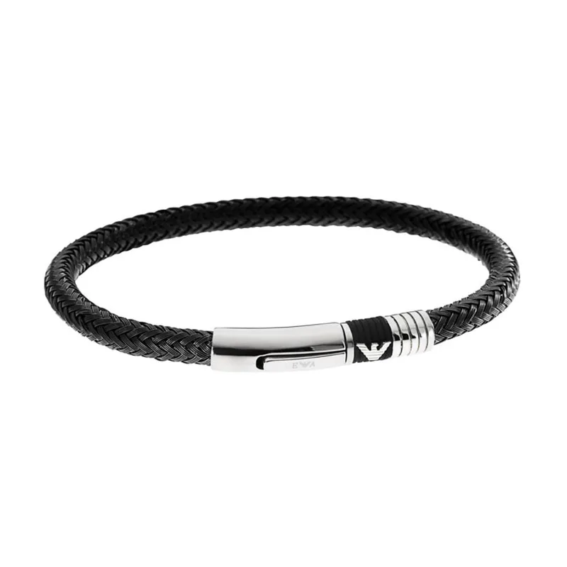 EMPORIO ARMANI Δερμάτινο Αντρικό Βραχιόλι Mε Ατσάλι EGS1624001