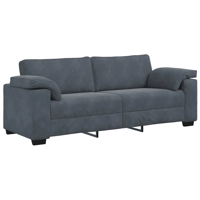 vidaXL Τριθέσιος Καναπές Σκούρο Γκρι 220x77x82 εκ. Βελούδο