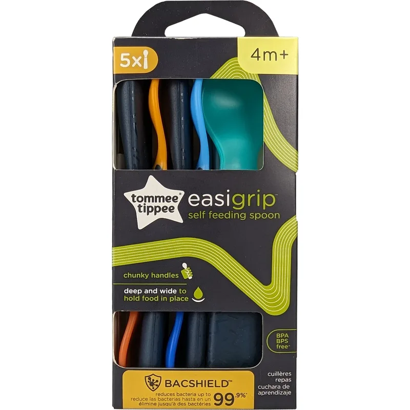 Tommee Tippee Easigrip Self-Feeding Spoon 6m+, Κουταλάκια Φαγητού Σκληρού Τύπου 5 Τεμάχια Κωδ 44718910