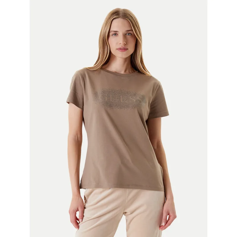 Guess T-Shirt V5YI08 J1314 Καφέ Regular Fit