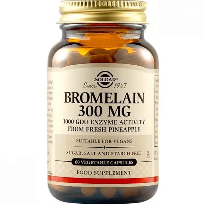 Solgar Bromelain 300mg Συμπλήρωμα Διατροφής Ενζύμου Βρομελαΐνης από Ανανά για Υποβοήθηση της Πέψης με Αντιφλεγμονώδης Ιδιότητες που Συμβάλει στην Καλή Υγεία των Αρθρώσεων 60veg.caps