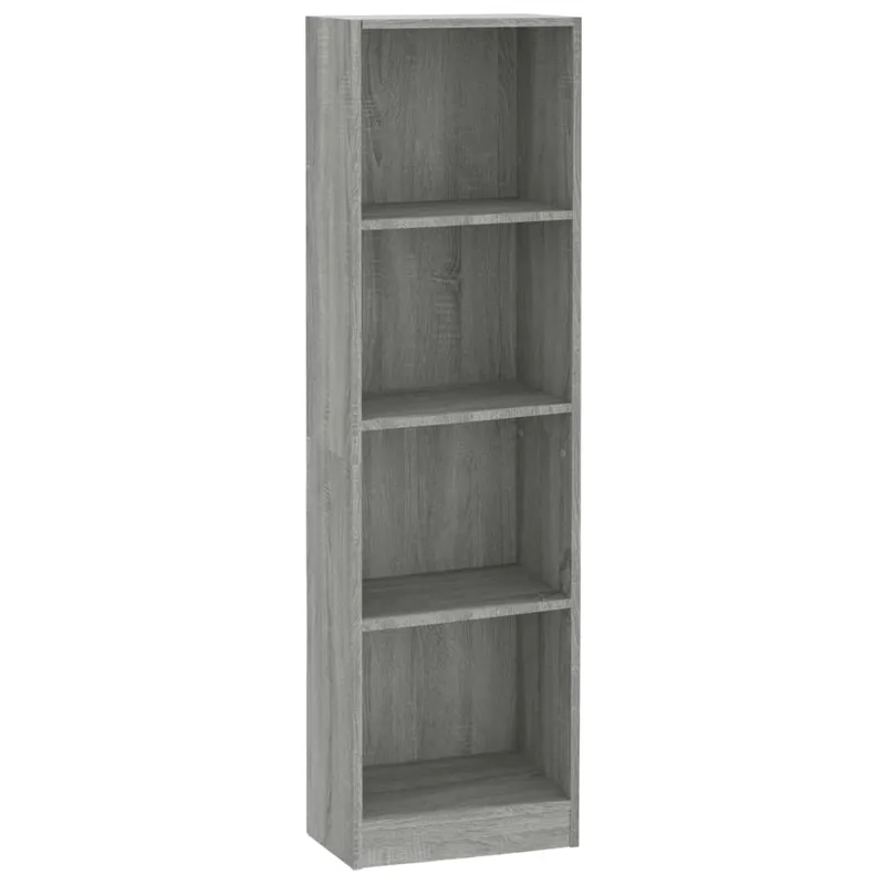 vidaXL Βιβλιοθήκη με 4 Ράφια Γκρι Sonoma 40x24x143 εκ. Επεξεργ. Ξύλο