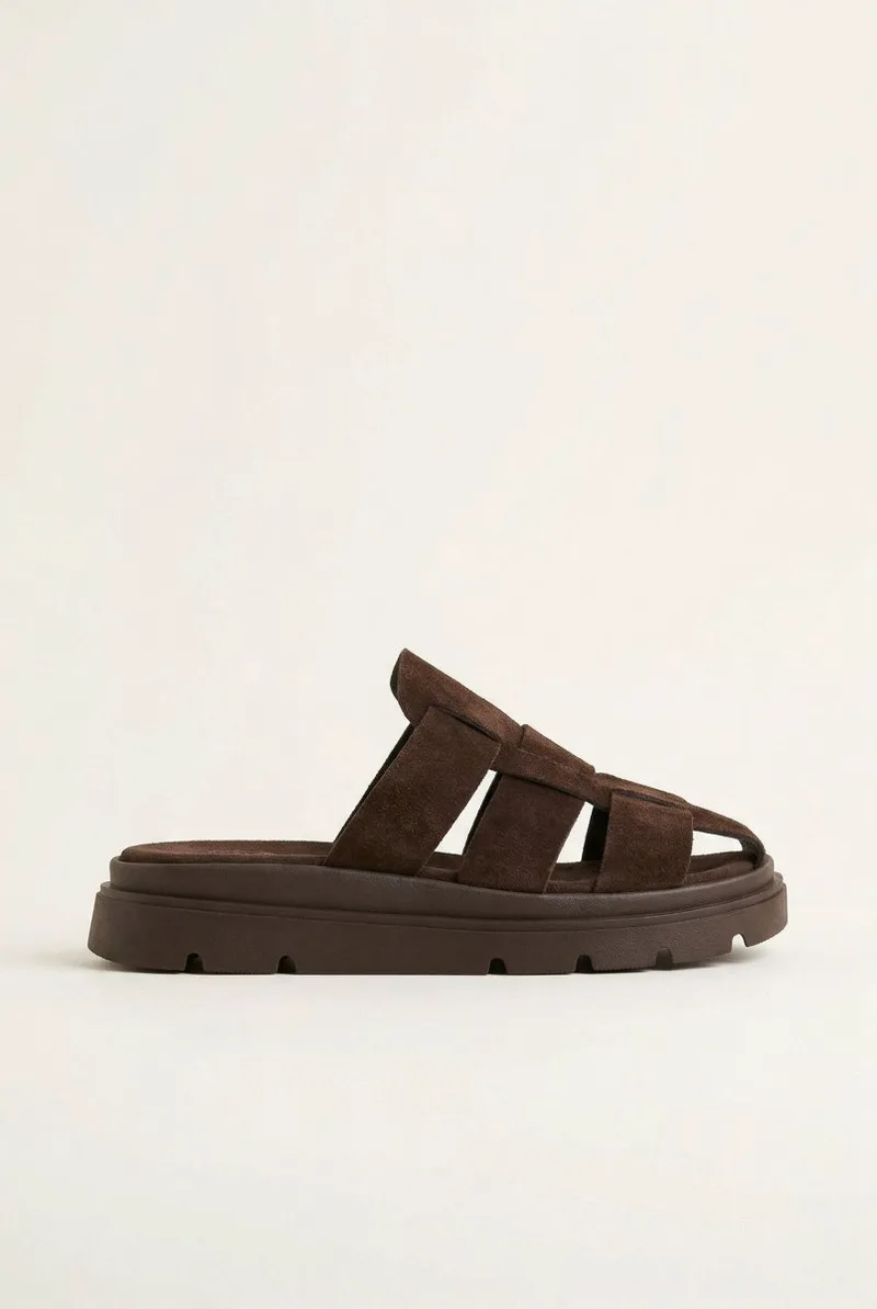 TFP Suede Flatform Clogs - 4599 - Dark Brown Suede
