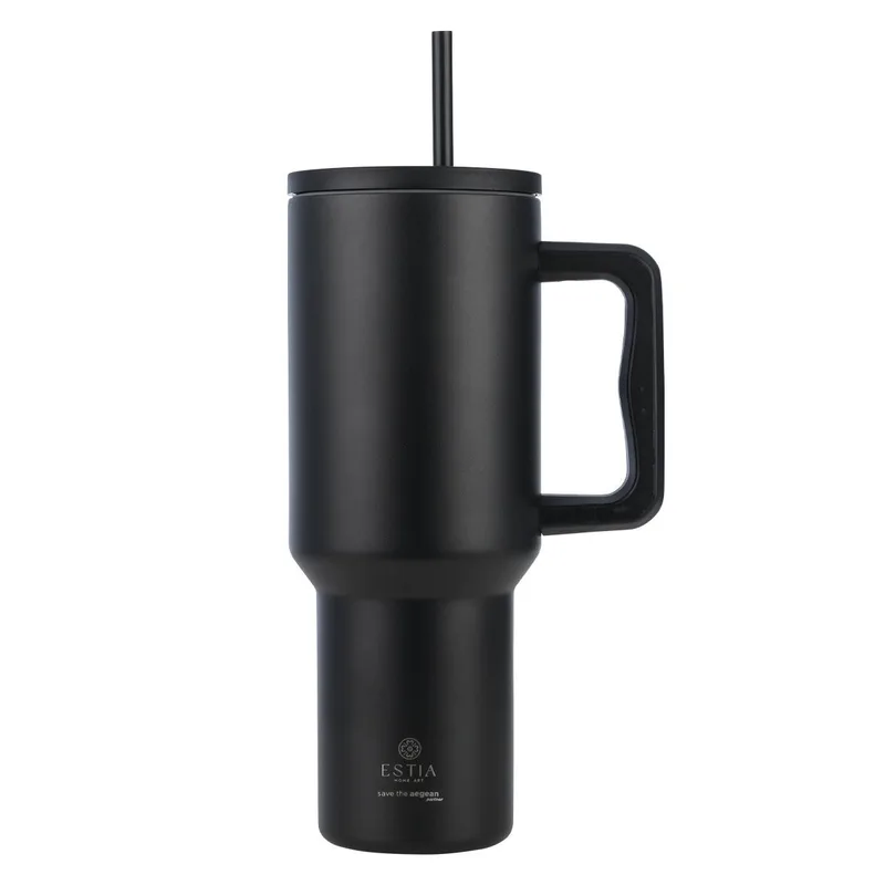 ΘΕΡΜΟΣ STRAW TUMBLER XL SAVE THE AEGEAN 1200ml MIDNIGHT BLACK